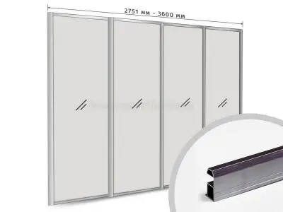 Комплекты профиля серии SLIM, FIT комплект профиля-купе slim на 4 двери (ширина шкафа 2751-3600 мм), графит браш